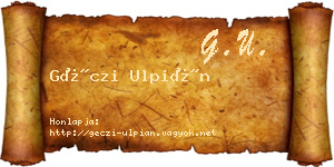 Géczi Ulpián névjegykártya